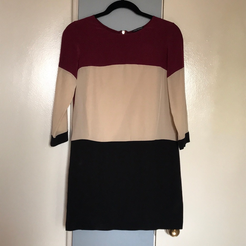Club Monaco 100% Silk Color-Blocked Dress w/Slip 0